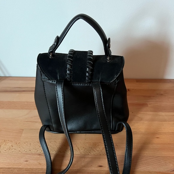 Black, leather mini backpack - Picture 3 of 3